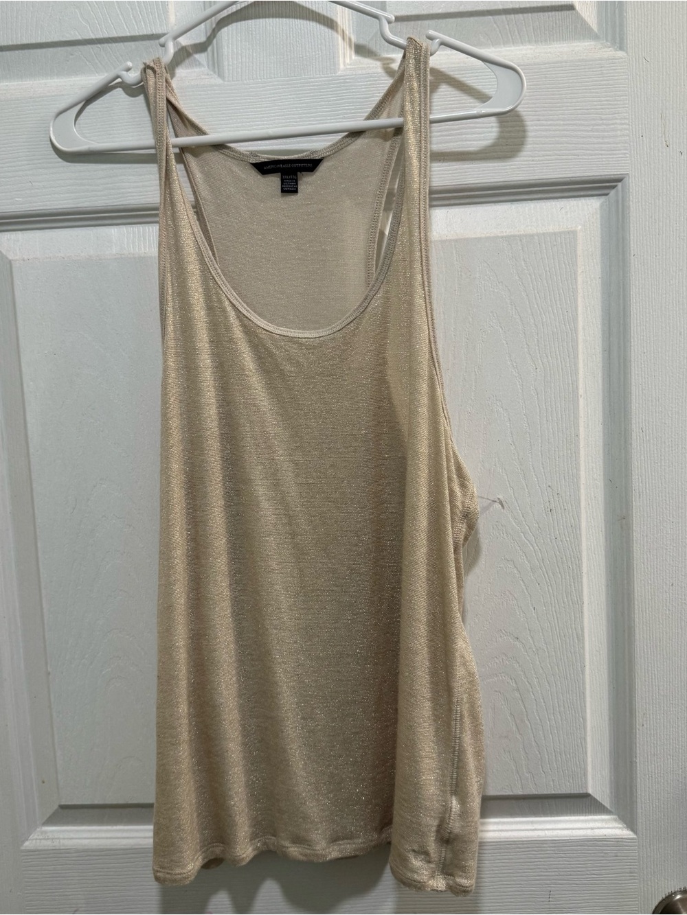 American Eagle Outfitters Metallic Cream Tank Top XXL